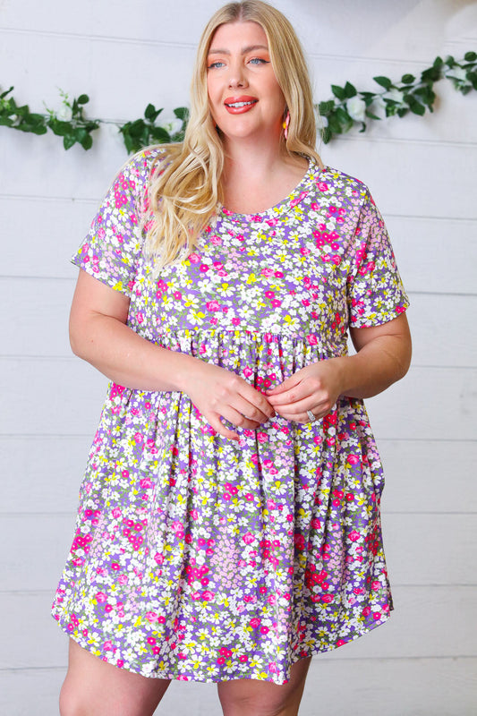 Lilac & Rose Floral Babydoll Fit and Flare Dress