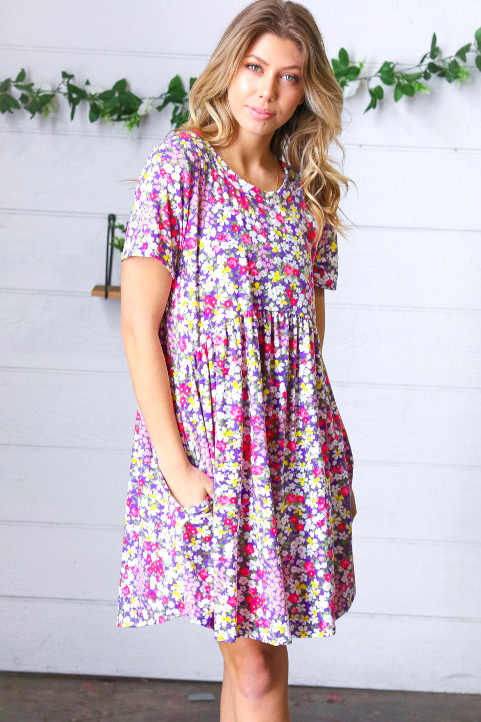 Lilac & Rose Floral Babydoll Fit and Flare Dress