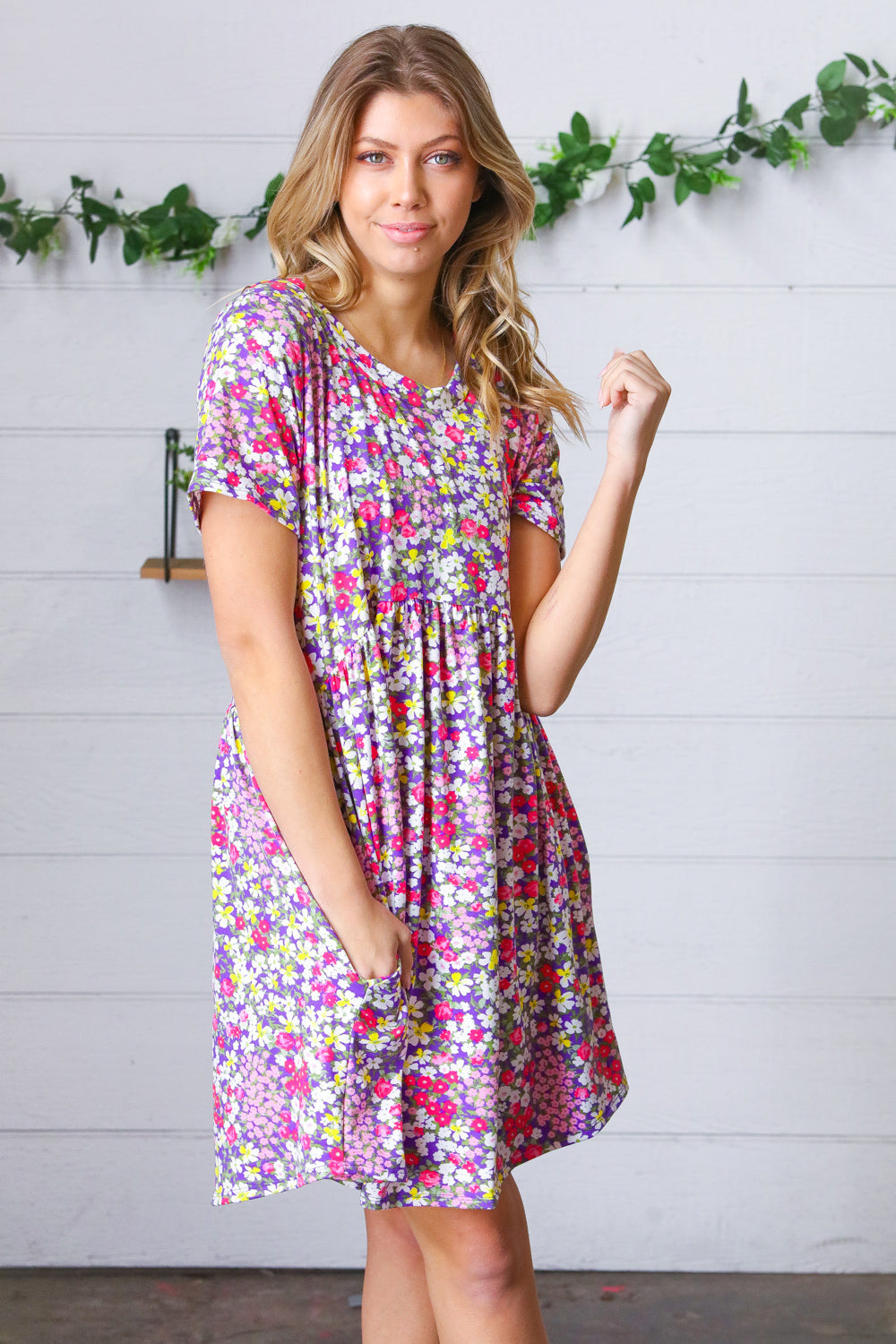 Lilac & Rose Floral Babydoll Fit and Flare Dress