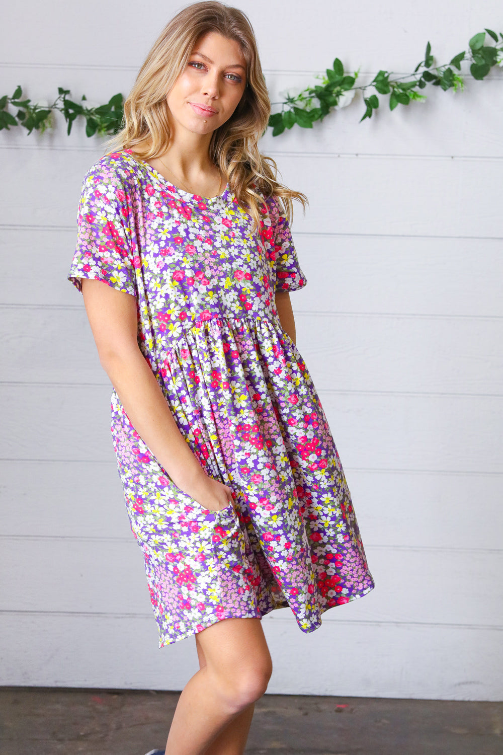 Lilac & Rose Floral Babydoll Fit and Flare Dress